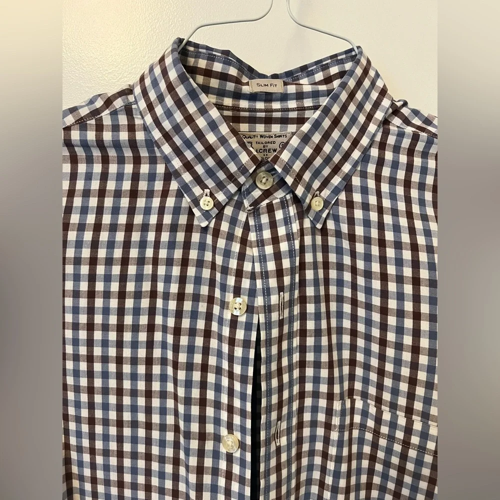 Jcrew Brown and Blue Gingham Shirt - Picture 2 of 3